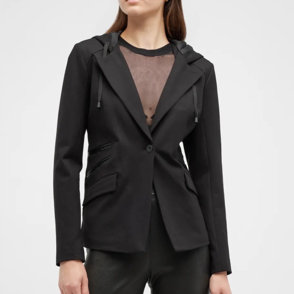 Blanc Noir The Gayatri Hooded Black Blazer - Size Small